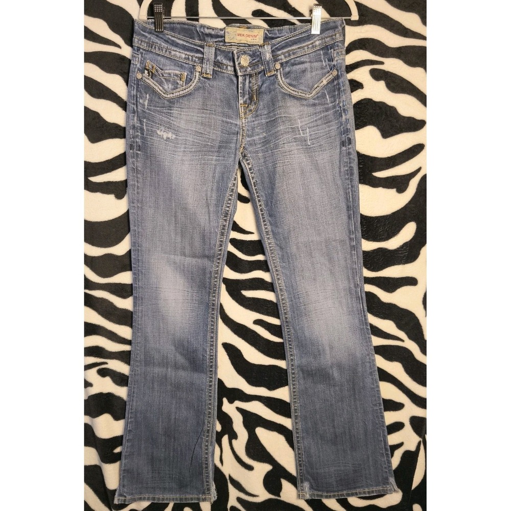 MEK Denim Bootcut‎ Jeans 28x34 Y2K Distressed Heavy Stitch Low Rise